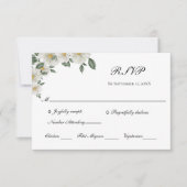 フォーマルなホワイトフラワーの結婚式 出欠カード (正面)