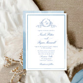 フォーマルなモノグラムのブルーウォーターカラー招待状 招待状