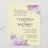 フォーマルなラベンダーのアイボリーの花の結婚式招待状 招待状 (正面/裏面)
