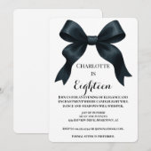フォーマルなリボンの誕生日招待状 - シンプルな黒と白 招待状 (正面/裏面)