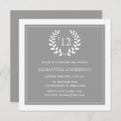 フォーマルなリース年の卒業の招待状-灰色 招待状 (正面/裏面)