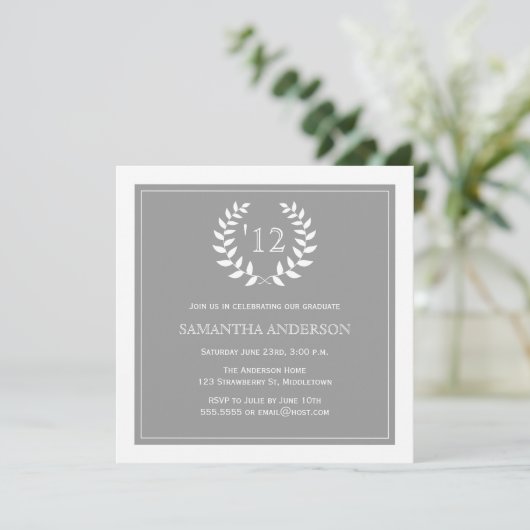 フォーマルなリース年の卒業の招待状-灰色 招待状 (スタンド正面)