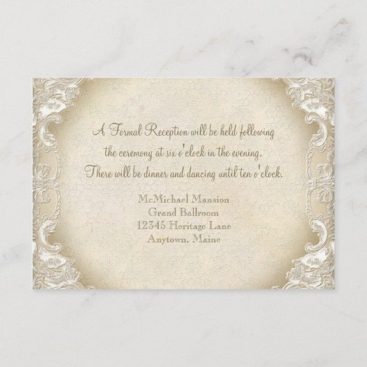 フォーマルなヴィンテージのモノグラムのレースの野生ピンクのバラの渦巻 エンクロージャーカード (裏面)