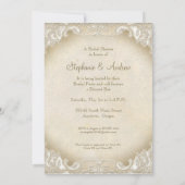 フォーマルなヴィンテージのモノグラムのレースの野生ピンクのバラの渦巻 招待状 (裏面)