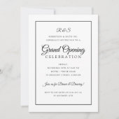 フォーマルな企業グランドオープニングモノグラムフレーム 招待状 (正面)