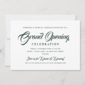 フォーマルな企業グランドオープンのグリーンとホワイト 招待状 (正面)