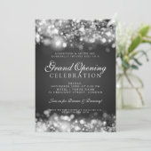 フォーマルな企業グランドオープンのシルバーライト 招待状 (スタンド正面)