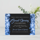 フォーマルな企業グランドオープンのネイビーライト 招待状 (スタンド正面)