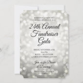 フォーマルな企業ファンドレイザーパーティー シルバーライト 招待状 (正面)