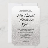 フォーマルな企業向け資金調達パーティー シルバーグリッター 招待状 (正面)