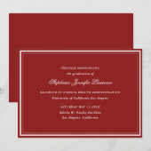 フォーマルな卒業発表（カーディナルレッド） 招待状 (正面/裏面)