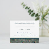 フォーマルな孔雀はRSVPの応答カードに羽をつけます 出欠カード (スタンド正面)