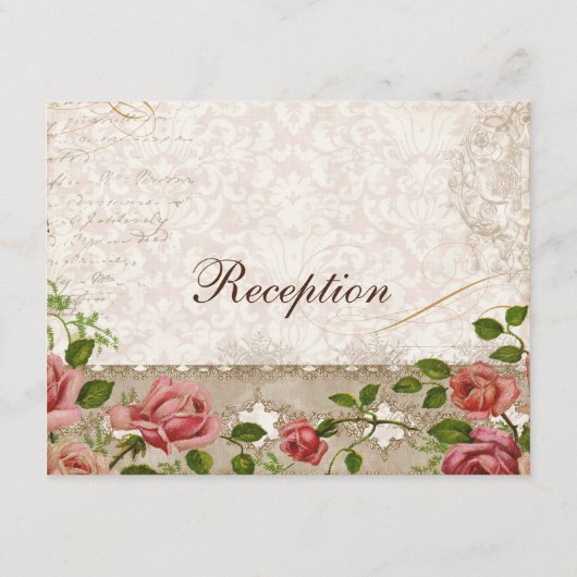 フォーマルな披露宴の招待状の茶バラのレースのヴィンテージ エンクロージャーカード (裏面)