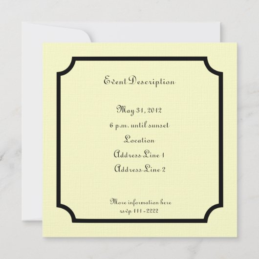 フォーマルな準正装の正方形のパーティの招待状 招待状 (裏面)