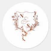 フォーマルな田舎風の花の紋章モノグラム ウェディング ラウンドシール (正面)
