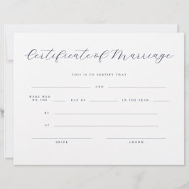 フォーマルな筆記体セリフ体結婚証明書
