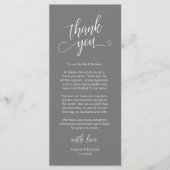 フォーマルな結婚式のディナー席札のお礼カード プログラム (正面)