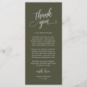 フォーマルな結婚式のディナー席札のお礼カード プログラム (正面)