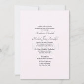 フォーマルな結婚式のモノグラム（両親名なし）ピンク 招待状 (正面)