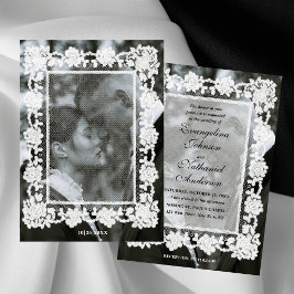 フォーマルな結婚式のレースフレーム写真 タイムレス ウェディング 招待状