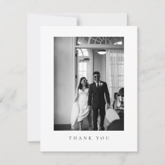 フォーマルな結婚式の写真の御礼カード クラシック サンキューカード (正面)