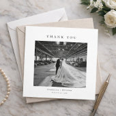 フォーマルな結婚式の写真の感謝カード(メッセージ欄付き) サンキューカード