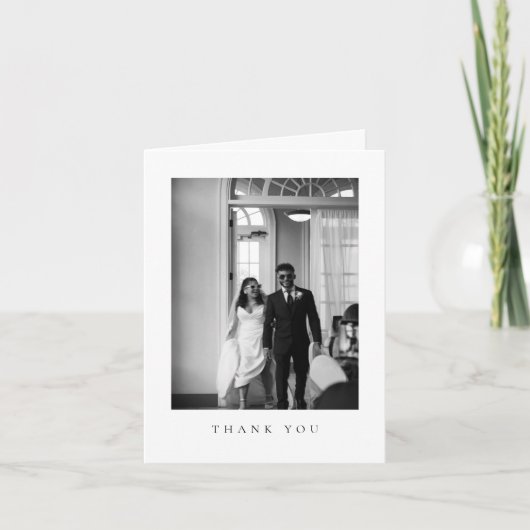 フォーマルな結婚式の写真入り折りたたみ式御礼カード サンキューカード (正面)