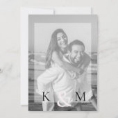 フォーマルな結婚式の写真 親なし ピンク 招待状 (裏面)