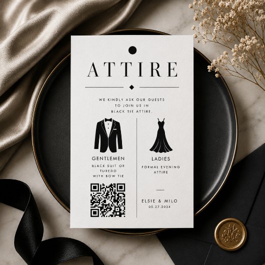フォーマルな結婚式の服装ガイドQR エンクロージャーカード