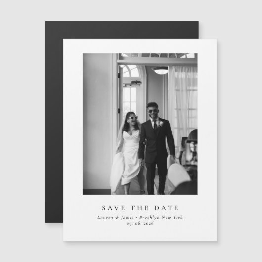 フォーマルな結婚式の磁石のSave The Dateカード (正面/裏面)