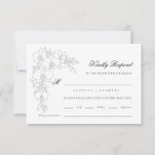 フォーマルな胡蝶蘭の伝統的な結婚式 ウェディング 出欠カード (正面)