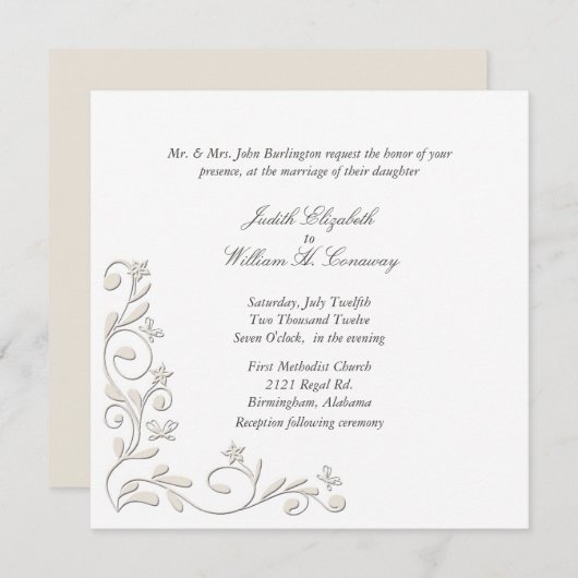 フォーマルな花の華麗さの結婚式招待状 招待状 (正面/裏面)