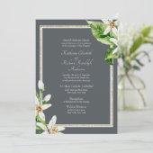 フォーマルな葉のグレー結婚式招待状 招待状 (スタンド正面)