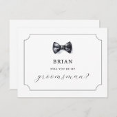 フォーマルな蝶ネクタイ 僕の伴侶になってくれる？ 招待状 (正面/裏面)