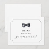 フォーマルな蝶ネクタイ 僕の結婚式で副男になってくれる？ 招待状 (正面/裏面)