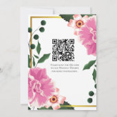 フォーマルな言葉遣いのピンクとグリーンの花柄のSave The Date セーブザデート (裏面)