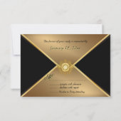 フォーマルな金ゴールドの黒の第50誕生日記念日RSVP 出欠カード (裏面)