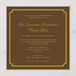 フォーマルな金茶色の正方形フレームの企業のな休日 招待状