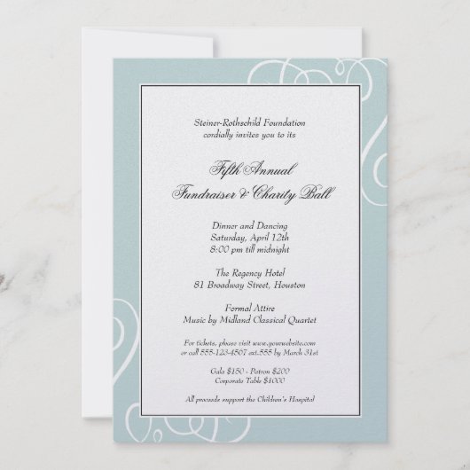 フォーマルな銀製の青いフレームによって魅了される渦巻のお祭り 招待状 (正面)