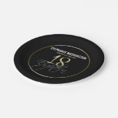 フォーマルな銀、黒及び金ゴールドの第18誕生日 ペーパープレート (アングル)