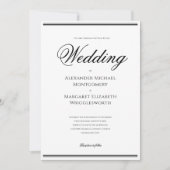 フォーマルな黒と白のエレガントな結婚式 招待状 (正面)