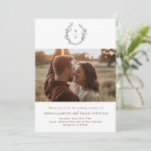 フォーマルな黒と白のモノグラムの結婚式 招待状 (スタンド正面)
