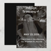 フォーマルな黒と白の結婚式招待状 | クラス 招待状 (正面/裏面)