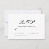 フォーマルな黒と白の結婚式RSVPカード 出欠カード (正面)