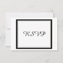 フォーマルな黒縁の結婚式RSVP 出欠カード