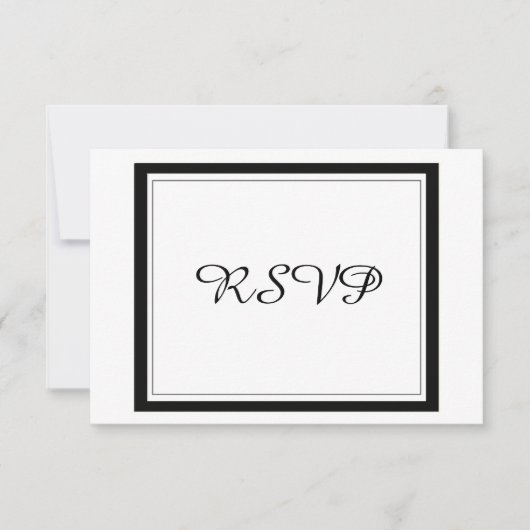 フォーマルな黒縁の結婚式RSVP 出欠カード (正面)