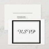 フォーマルな黒縁の結婚式RSVP 出欠カード (正面/裏面)