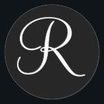 フォーマルの色結婚モノグラム文字テンプレートCla ラウンドシール<br><div class="desc">のフォーマル色結婚モノグラム文字テンプレートの封筒用シール結婚ステッカー</div>