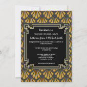フォーマルアールデコパターン黒金ゴールド写真シック 招待状 (裏面)