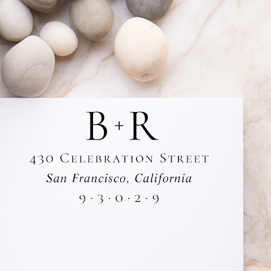 フォーマルイニシャルタイポグラフィと差出人住所 ラバースタンプ